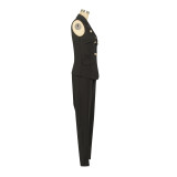 Sleeveless Vest Blazer Two Piece Pants Set AIL-032