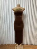 One Shoulder Solid Color Maxi Dress GMYU-9253