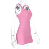 Sleeveless U Neck Solid Color Mini Dress FL-25258