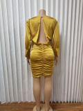 Solid Color Backless Mini Dress GMYU-6510