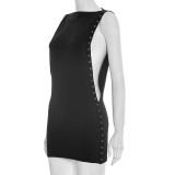 Sleeveless Hollow Out Mini Dress GSZM-D25DS593