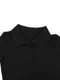 Plus Size Short Sleeve Solid Color Knits Midi Dress ZDF-31705