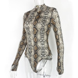 Long Sleeve Snake Print Bodysuit GZJF-1243