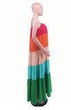 Colorful Patchwork Sling Loose Maxi Dress XHXF-253