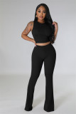Solid Color Sleeveless Two Piece Pants Set FENF-5001