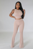 Solid Color Sleeveless Two Piece Pants Set FENF-5001