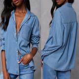 Loose Long Sleeve Denim Shirt GYAN-16896