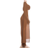 Solid Color Crop Top Long Skirts 2 Piece Set DLSF-K6S00504A