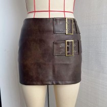 Retro PU Leather Mini Skirt GPBY-8139