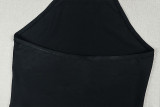 Black White Contrast Color Midi Dress GJYO-303511