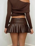 Sexy Pleated Patchwork Mini Skirt GPBY-8143