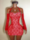 Lace Patchwork Off Shoulder Mini Dress GHYX-0254