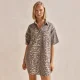 Leopard Print Short Sleeve Mini Dress GYAN-891
