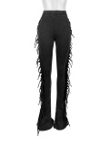 Solid Color Tassel Micro Flare Pants CH-24049