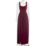 Solid Color Sleeveless Chiffon Slit Maxi Dress GSZM-D26DS024
