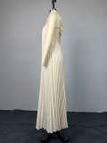 Solid Color Press Pleated Sling Maxi Dress GMSF-9439-1