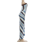 Stripe Print Slim Tube Top Maxi Dress GZJQ-K6D00053A
