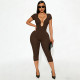 U Neck Short Sleeve Solid Color Romper GDSF-J25JP479