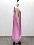 Solid Color Irregular Patchwork Tassel Maxi Dress GQZF-7871