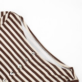 Knits Stripe Patchwork Loose Two Piece Pants Set GSZM-J26ST078