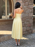 Halterneck Solid Color Backless Maxi Dress GZEY-D26230054