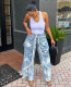 High Waisted Pleated Frayed-edge Straight Jeans GAKF-51101