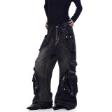 Fashion Multi Pockets Straight Jeans GQLF-910