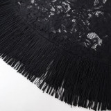 Plus Size Lace Patchwork Tassel Shawl + Sling Dress 2 Piece Set GKEN-AST051076