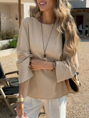 Solid Color Loose Long Sleeve Tops GZEY-K26120055