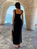 Solid Color Square Neck Long Dress GZEY-D26230033
