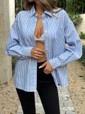 Stripe Lapel Long Sleeve Shirt GZEY-K26120066