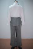 Long Sleeve Solid Shirt Wide Leg 2 Piece Set GANY-LB2467