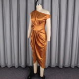 Sexy Satin Single Shoulder Split Long Dress GKEN-ADR051227