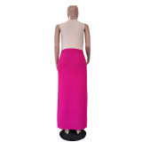 Color Block Sleeveless Knits Long Dress TR-1357