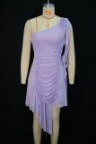 Solid Color Single Shoulder Ruffles Midi Dress GANY-LB1705