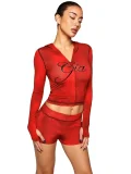 VIP1 Long Sleeve Print Hooded Top Two Piece Shorts Set CH-26011