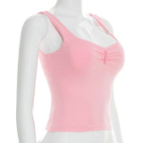 Solid Color Ruched Sleeveless Tank Tops GSBW-J26TP056