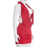Halterneck Sleeveless Backless Mini Dress GDSF-D26DS035