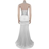 Halterneck Sequin Backless Maxi Dress BY-7642
