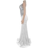 Halterneck Sequin Backless Maxi Dress BY-7642