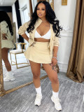 Zipper Long Sleeve Coat Two Piece Skirts Set CH-26012