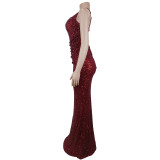 Sexy Sleeveless Sequin Maxi Dress BY-7633