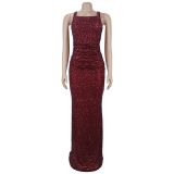 Sexy Sleeveless Sequin Maxi Dress BY-7633