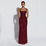Sexy Sleeveless Sequin Maxi Dress BY-7633