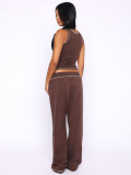 Solid Color Sport Tank Top Drawstring Pants Suit MIL-L341