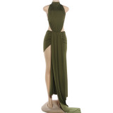 Sleeveless Backless Ruched Maxi Dress DLSF-K6D00007A