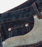 Plus Size Button-front Color Block Patchwork Jeans GYLN-4697