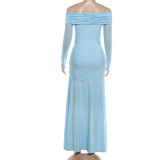 One Shoulder Long Sleeve Maxi Dress DLSF-K6D00826A