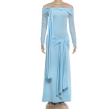 One Shoulder Long Sleeve Maxi Dress DLSF-K6D00826A