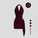 Halterneck Backless V Neck Mini Dress GSRX-SRX720
